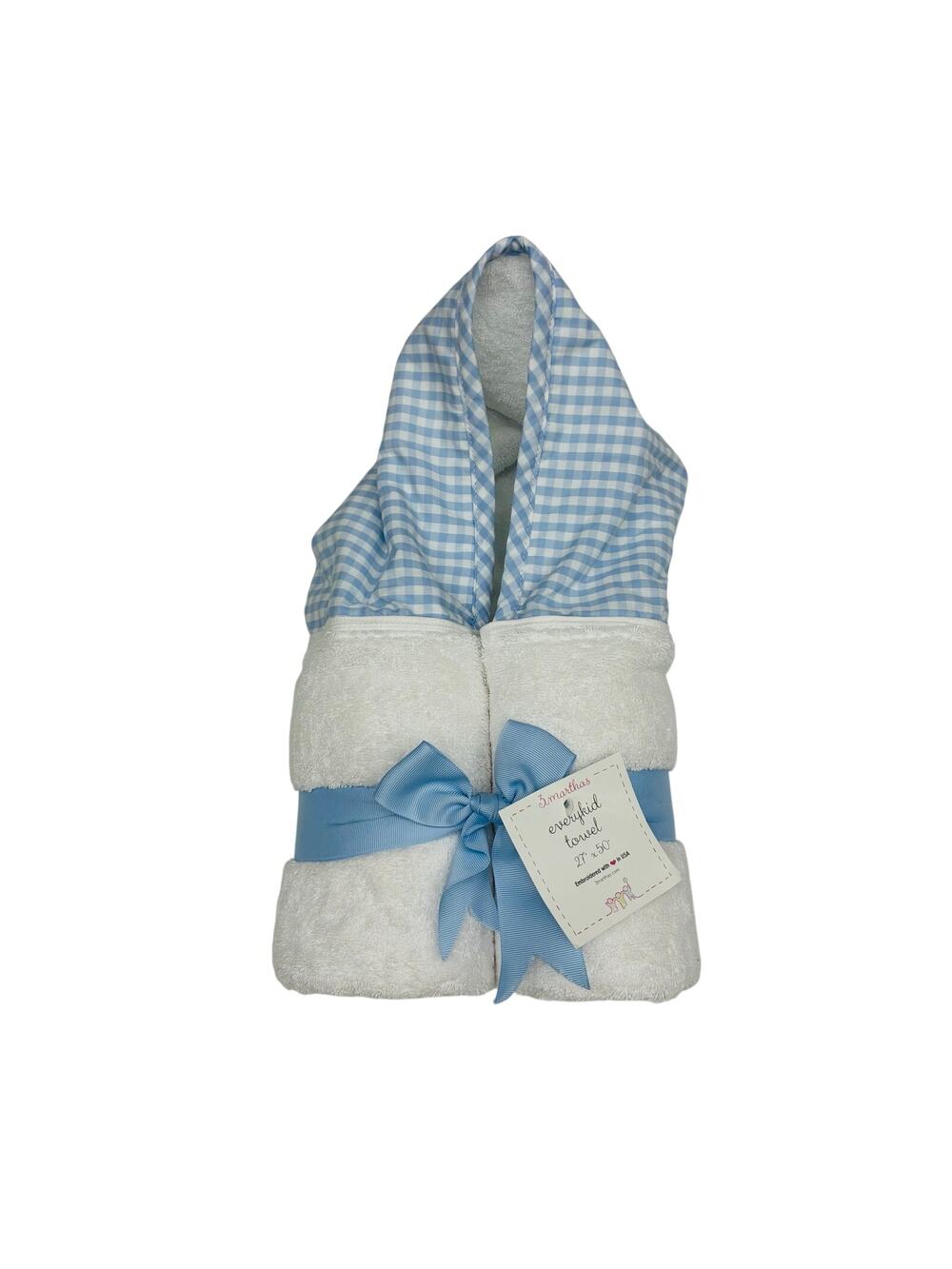 NWT Rockin' Royalty Baby Blue Check Hooded Towel